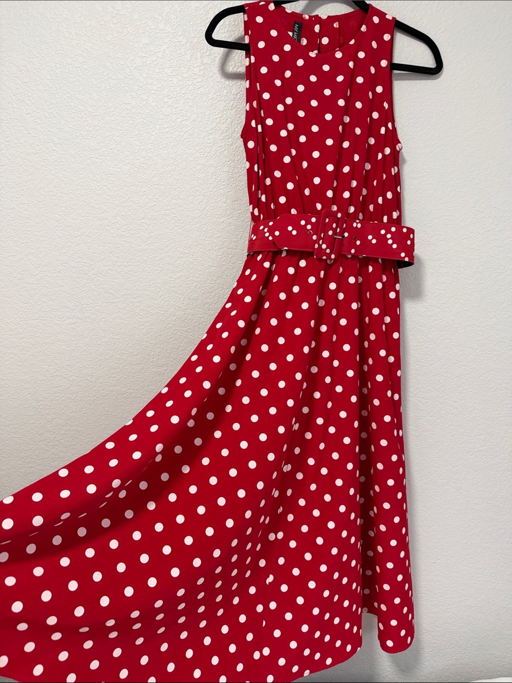 My Michelle Vintage 1980s Red Dress with White Polka Dots Size S